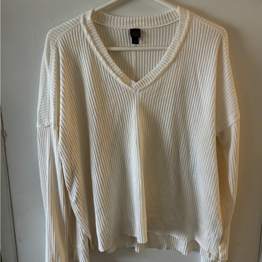 Wild Fable Cream Ribbed Knit Top